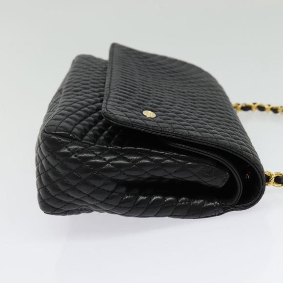 BALLY Chain Shoulder Bag Leather Black Gold Auth 141002 - Picture 4 of 16